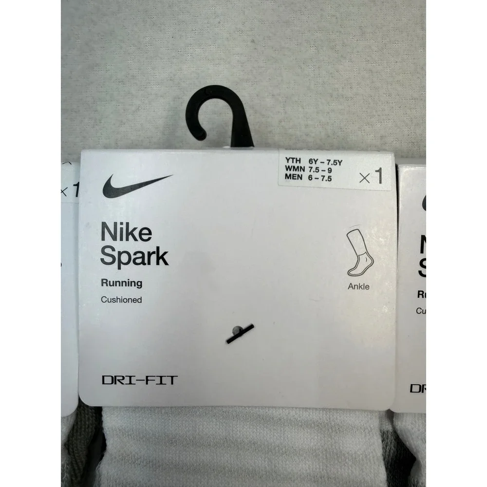 3 pair Nike Dri-FIT Spark Cushioned Ankle Running Socks M 6-7.5 Women 7.5-9 NWT